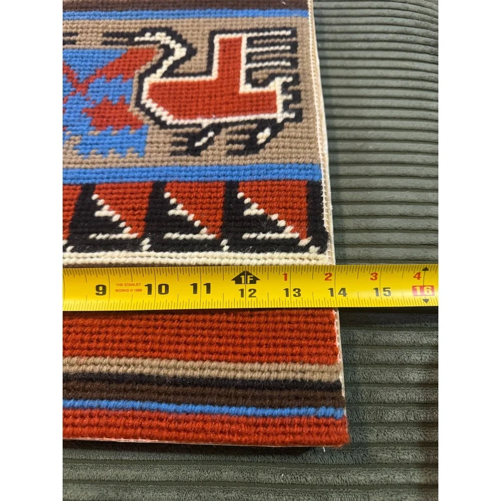 Vintage Needlepoint‎ Tapestry Bird Geometric Southwest Style Framed Art